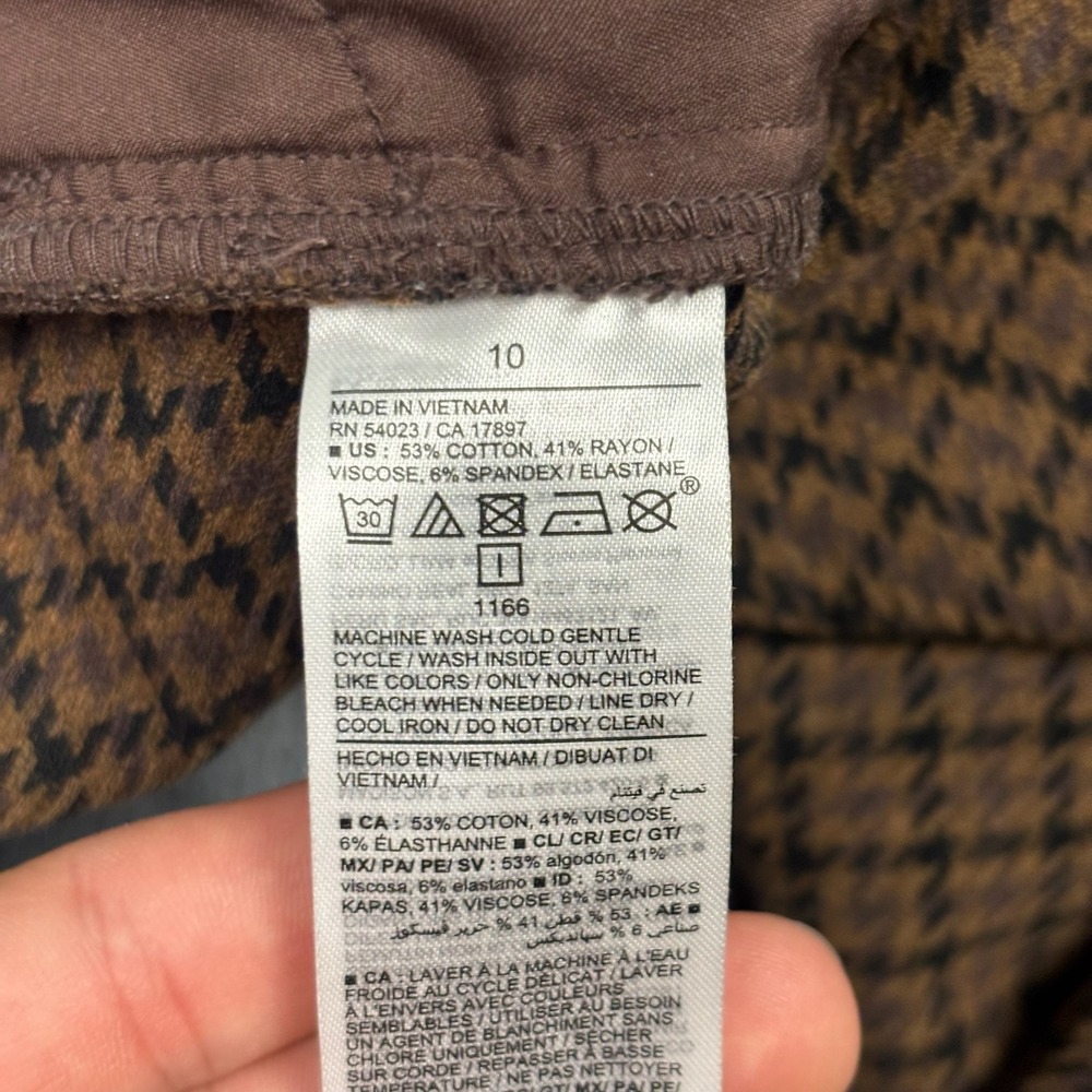 Old Navy High-Rise Pixie Skinny Pants Brown Houndstooth Plaid Size 10 - Picture 7 of 9